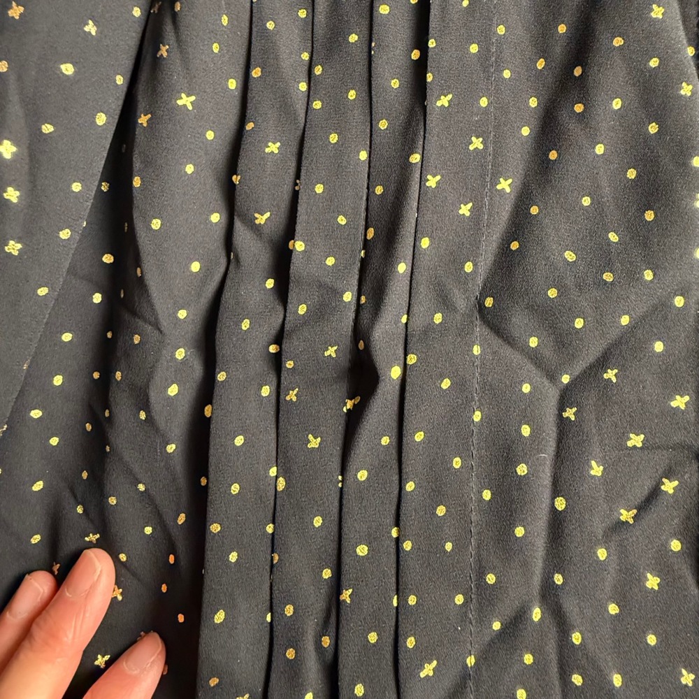 Ava & Viv Womens 1X Black Gold Foil Polka Dot Long Sleeve Blouse Keyhole Back - Picture 6 of 9